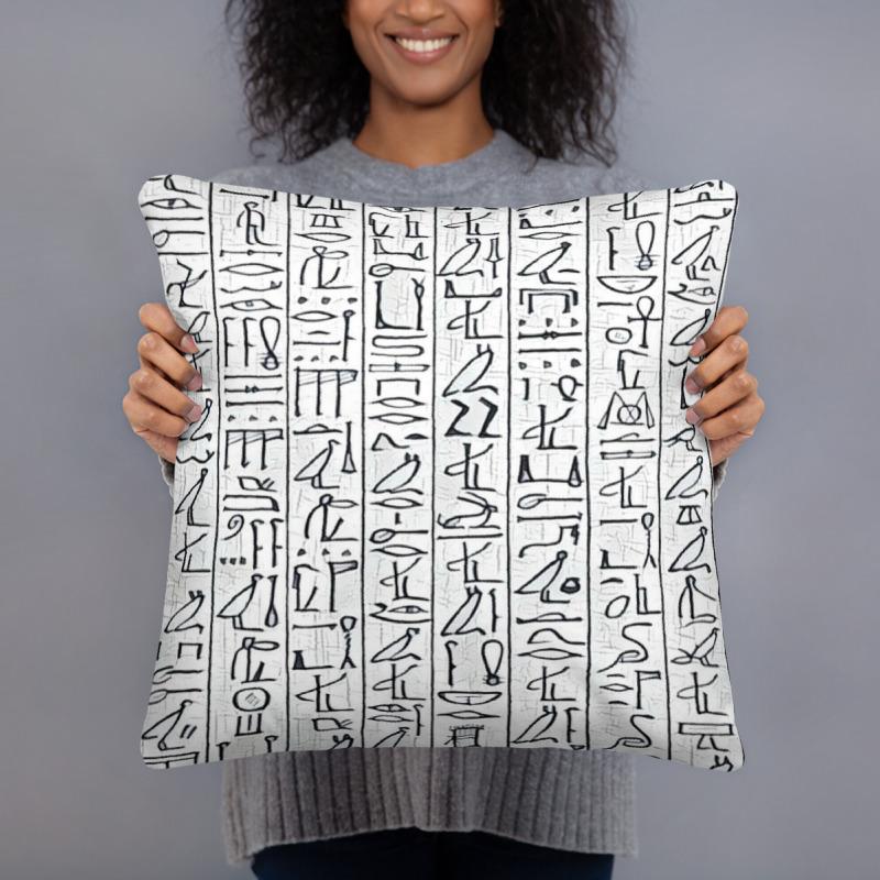 Egyptian Hieroglyphics Pillow - Chocolate Ancestor