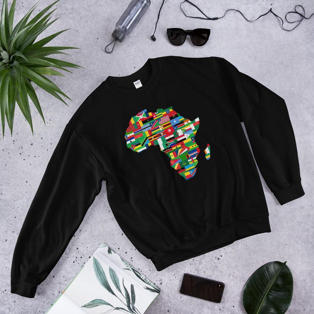 African Flags Unisex Crewneck Sweatshirt - Chocolate Ancestor