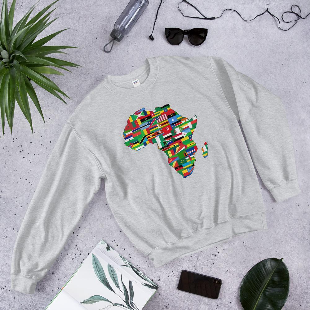 African Flags Unisex Crewneck Sweatshirt - Chocolate Ancestor