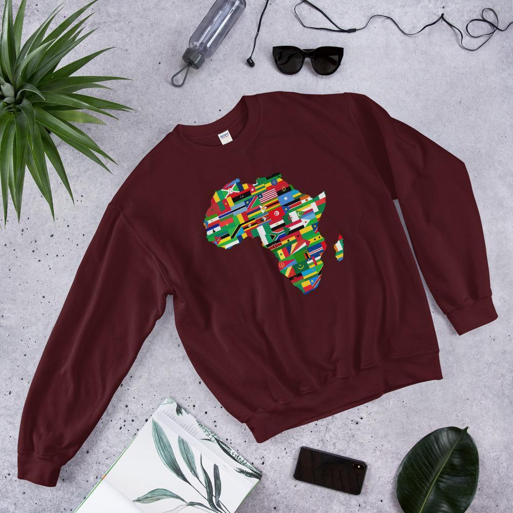 African Flags Unisex Crewneck Sweatshirt - Chocolate Ancestor