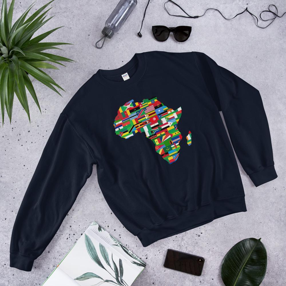 African Flags Unisex Crewneck Sweatshirt - Chocolate Ancestor