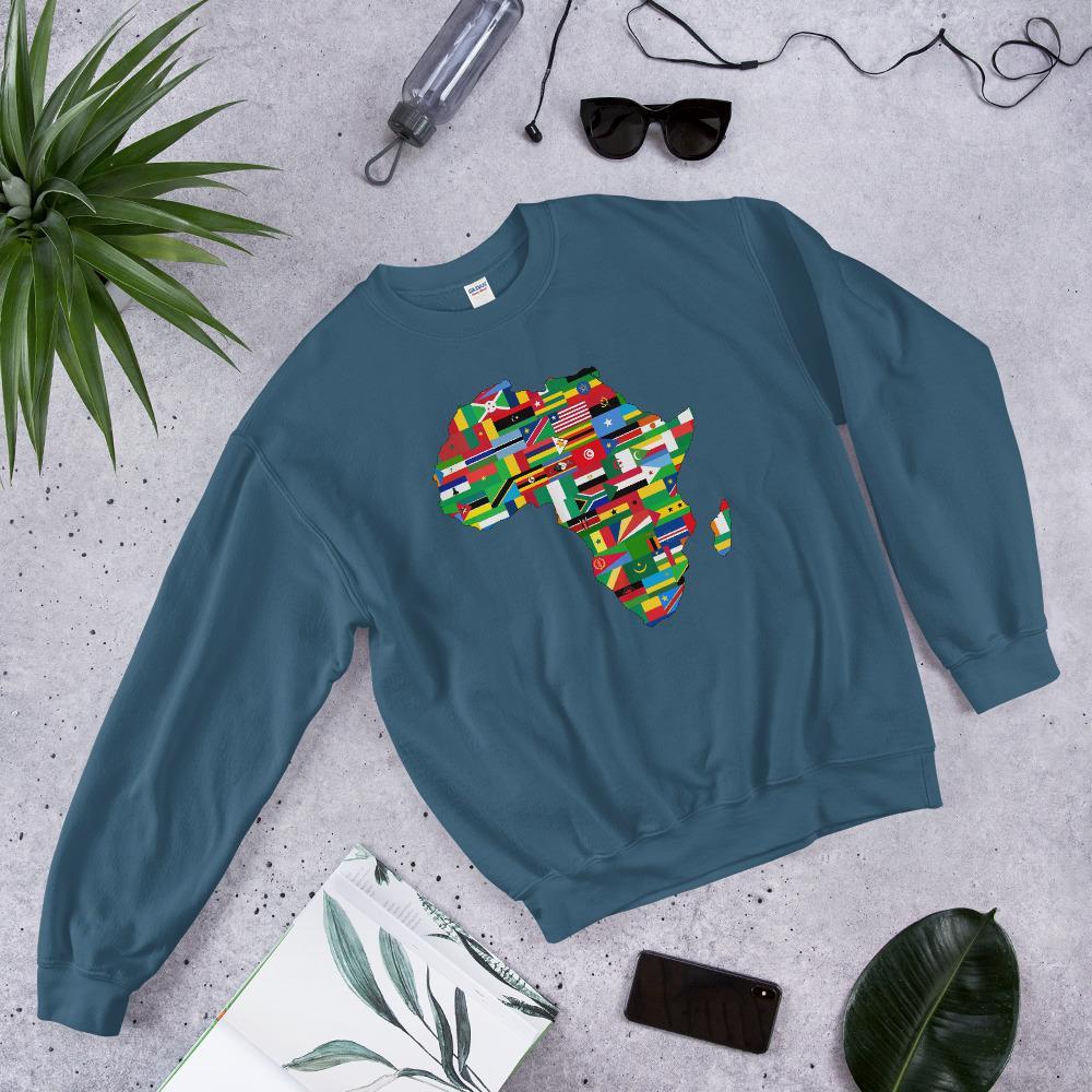 African Flags Unisex Crewneck Sweatshirt - Chocolate Ancestor