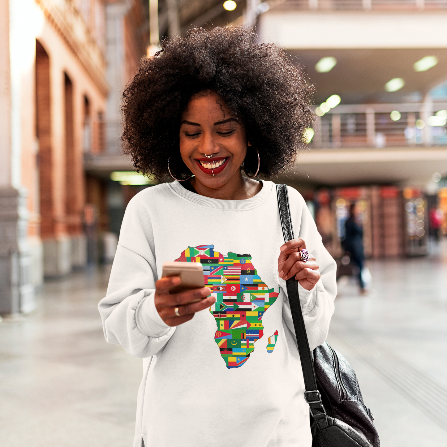 African Flags Unisex Crewneck Sweatshirt - Chocolate Ancestor