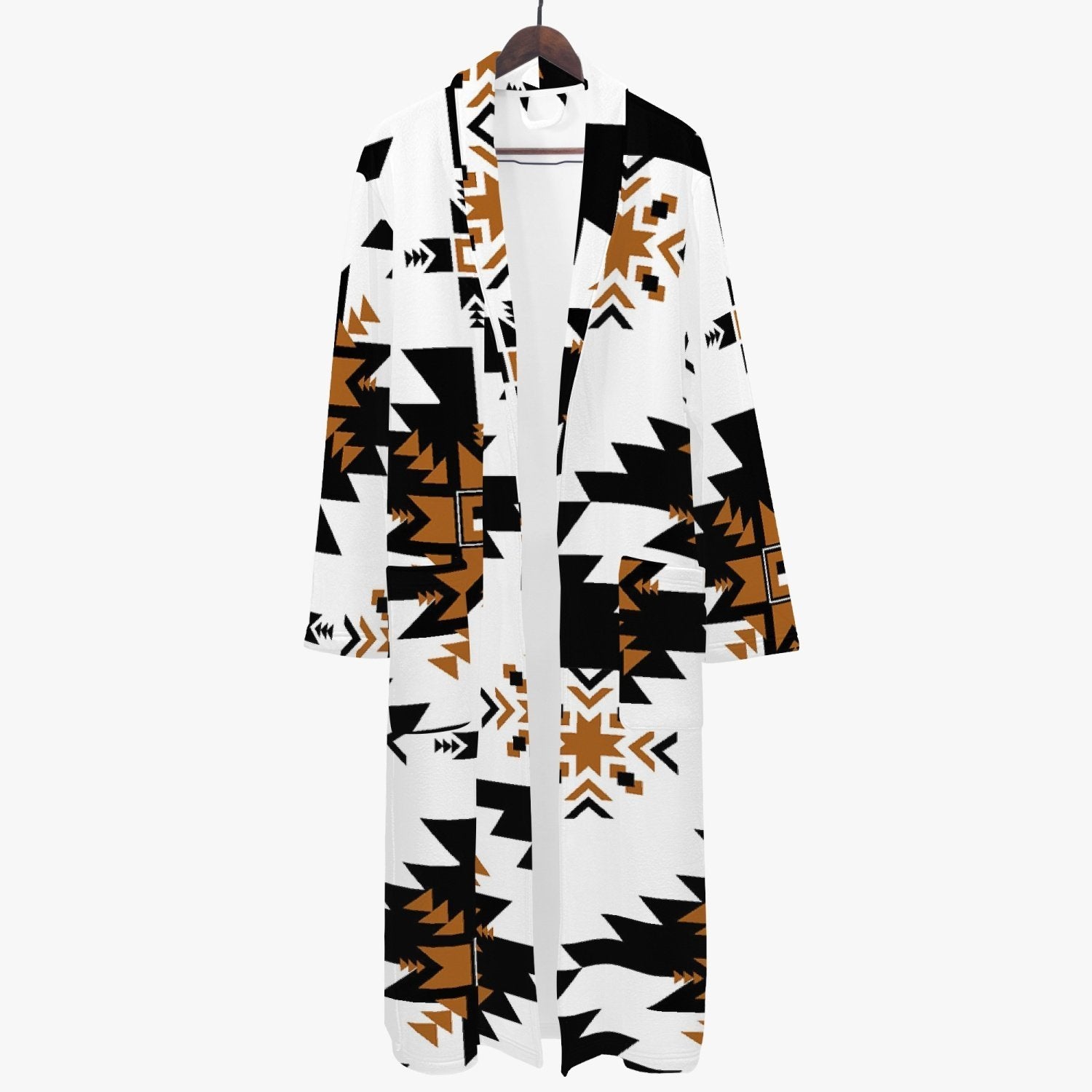 Aztec Golden Tribal Unisex Loose-fitting Bathrobe - Chocolate Ancestor