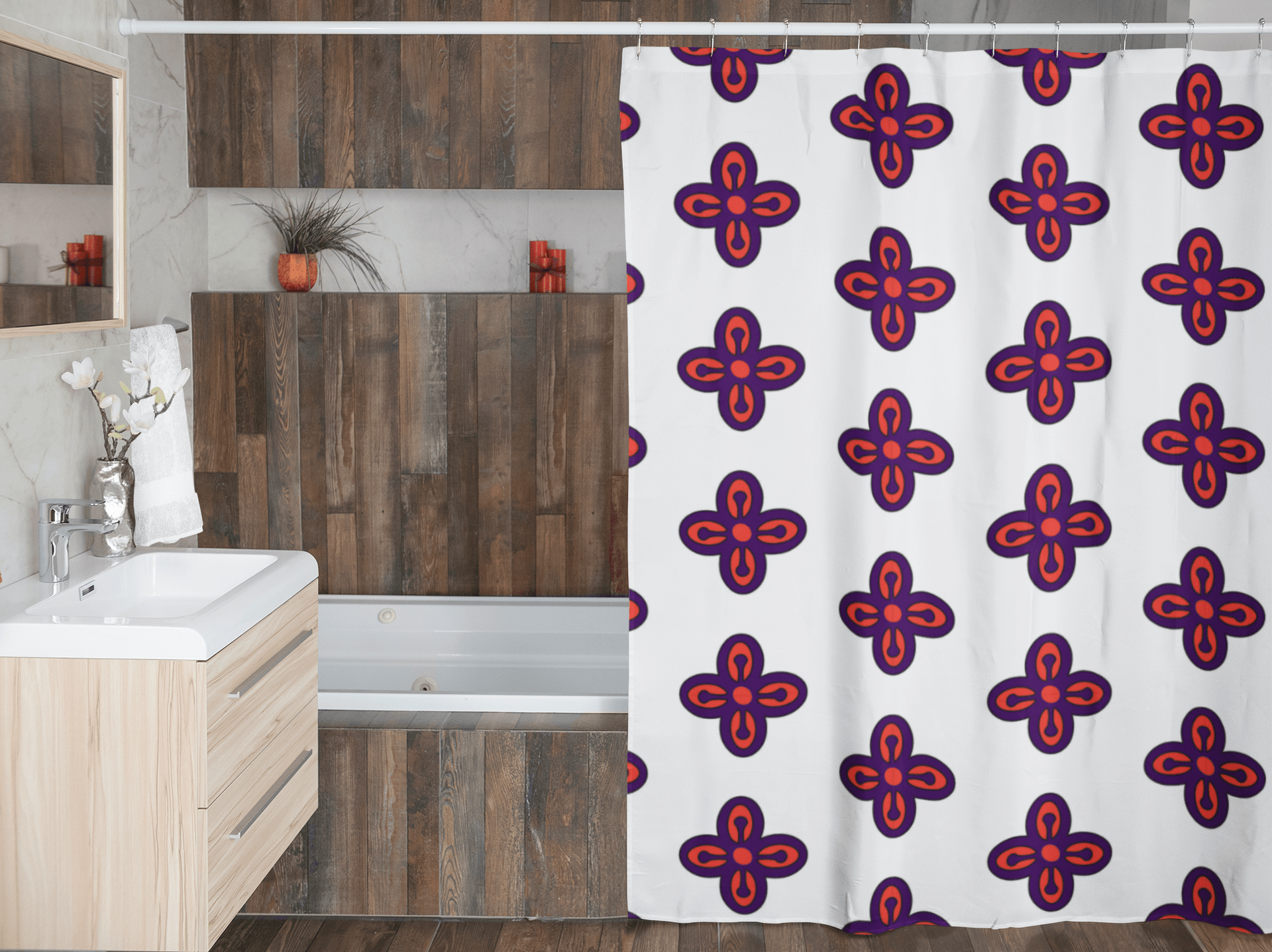Bese Saka Adinkra Symbol Shower Curtain - Chocolate Ancestor