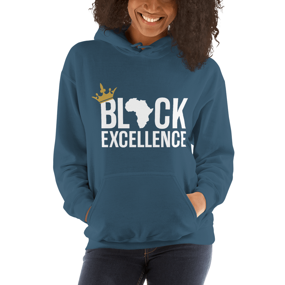 Black Excellence (White) Unisex Hooded Sweatshirt - Chocolate Ancestor