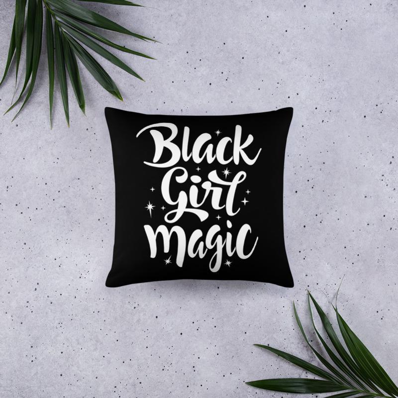Black Girl Magic (Blk/Wht) Square Pillow - Chocolate Ancestor