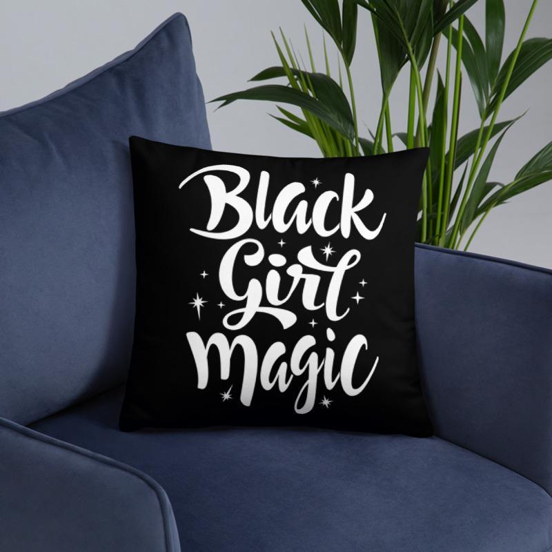 Black Girl Magic (Blk/Wht) Square Pillow - Chocolate Ancestor