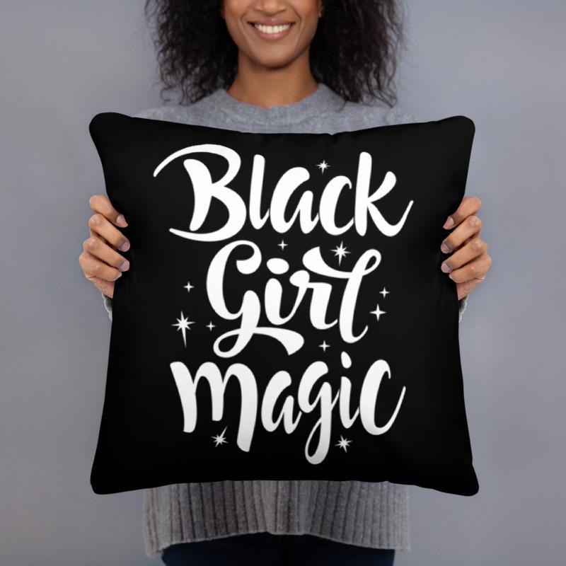 Black Girl Magic (Blk/Wht) Square Pillow - Chocolate Ancestor