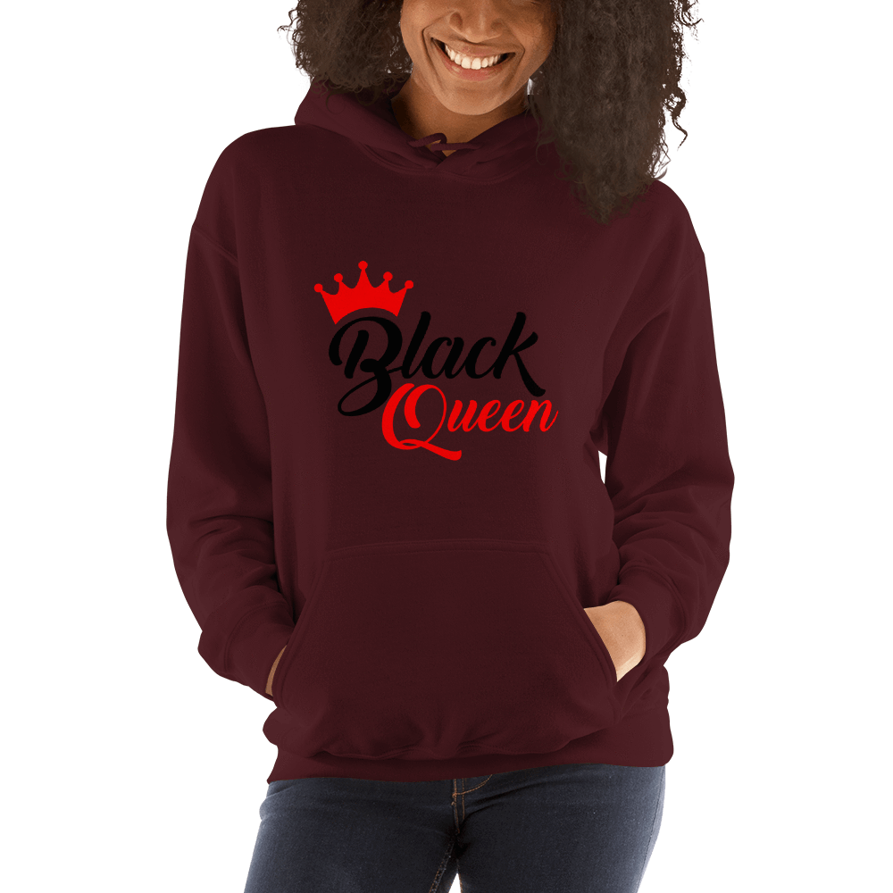 Black Queen Ladies' Hooded Sweatshirt - Chocolate Ancestor