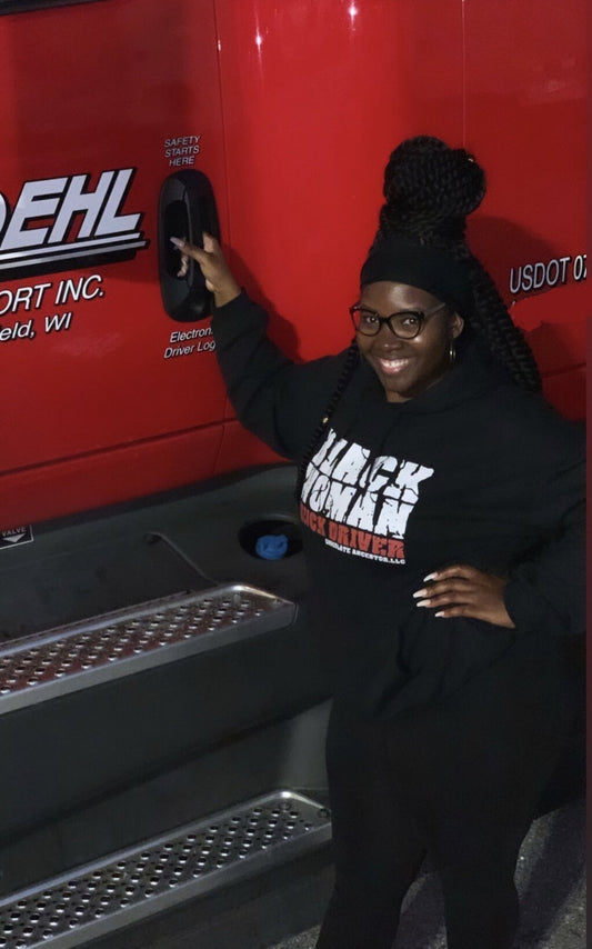 Black Woman Truck Driver Hooded Sweatshirt - Chocolate Ancestor