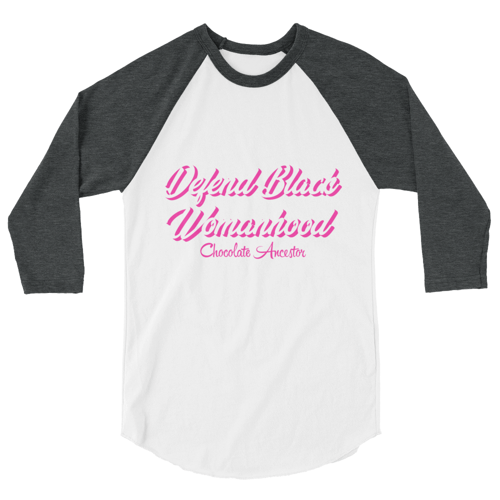 Defend Black Womanhood Unisex 3/4 sleeve raglan shirt - Chocolate Ancestor