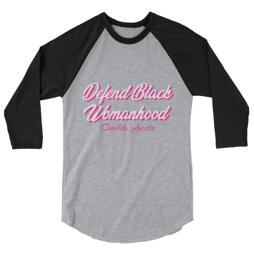 Defend Black Womanhood Unisex 3/4 sleeve raglan shirt - Chocolate Ancestor