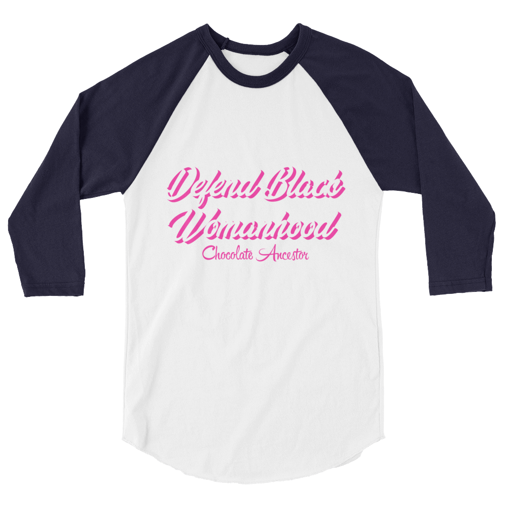 Defend Black Womanhood Unisex 3/4 sleeve raglan shirt - Chocolate Ancestor