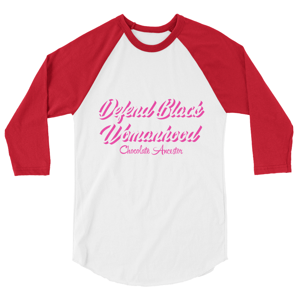 Defend Black Womanhood Unisex 3/4 sleeve raglan shirt - Chocolate Ancestor