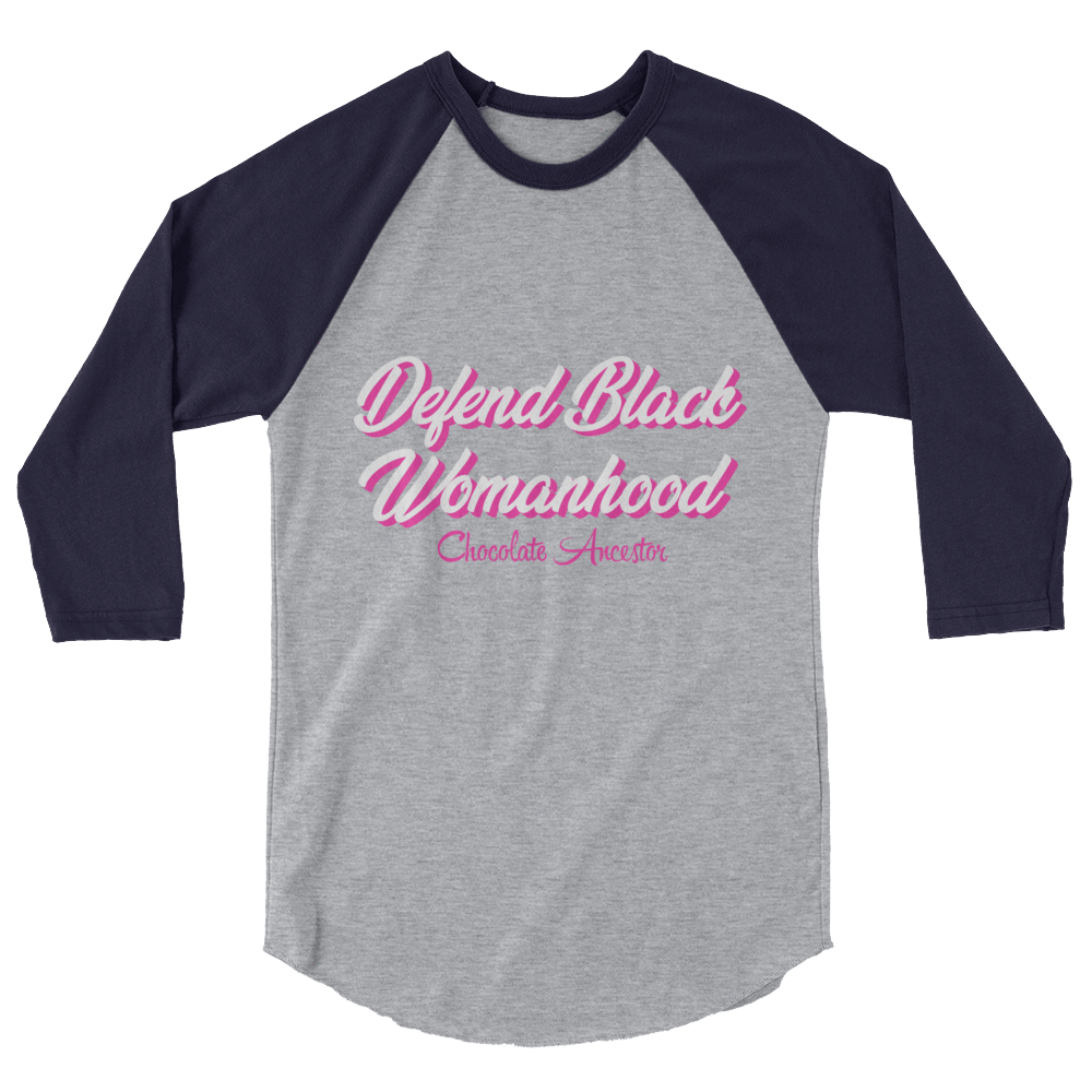 Defend Black Womanhood Unisex 3/4 sleeve raglan shirt - Chocolate Ancestor