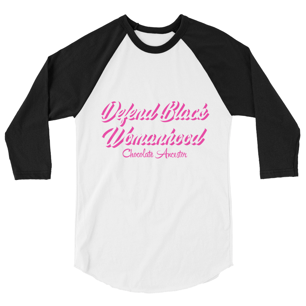 Defend Black Womanhood Unisex 3/4 sleeve raglan shirt - Chocolate Ancestor