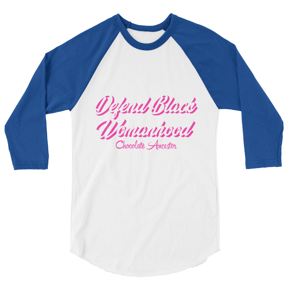 Defend Black Womanhood Unisex 3/4 sleeve raglan shirt - Chocolate Ancestor