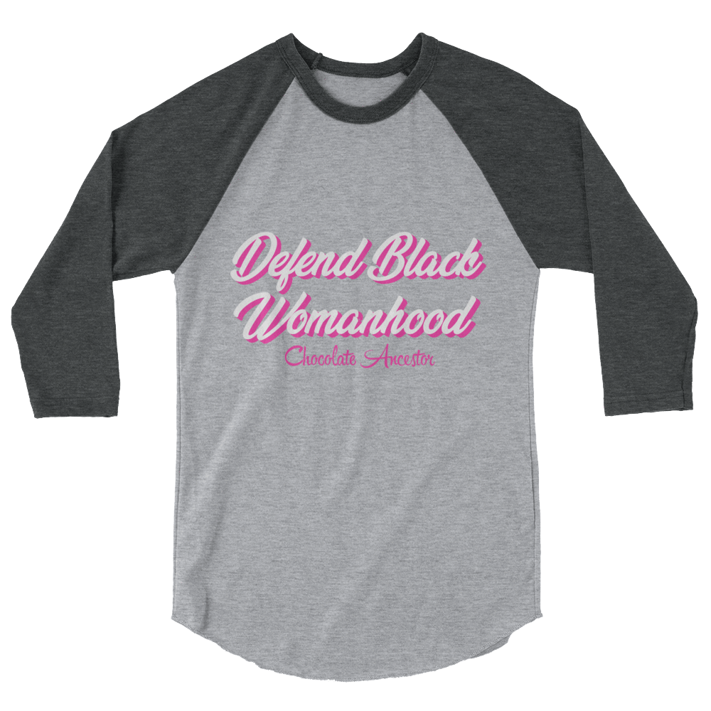 Defend Black Womanhood Unisex 3/4 sleeve raglan shirt - Chocolate Ancestor