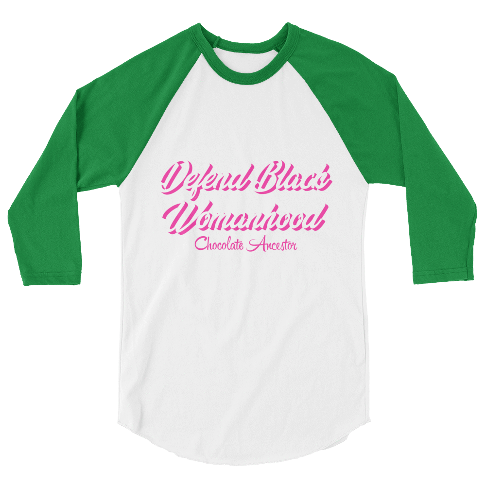 Defend Black Womanhood Unisex 3/4 sleeve raglan shirt - Chocolate Ancestor