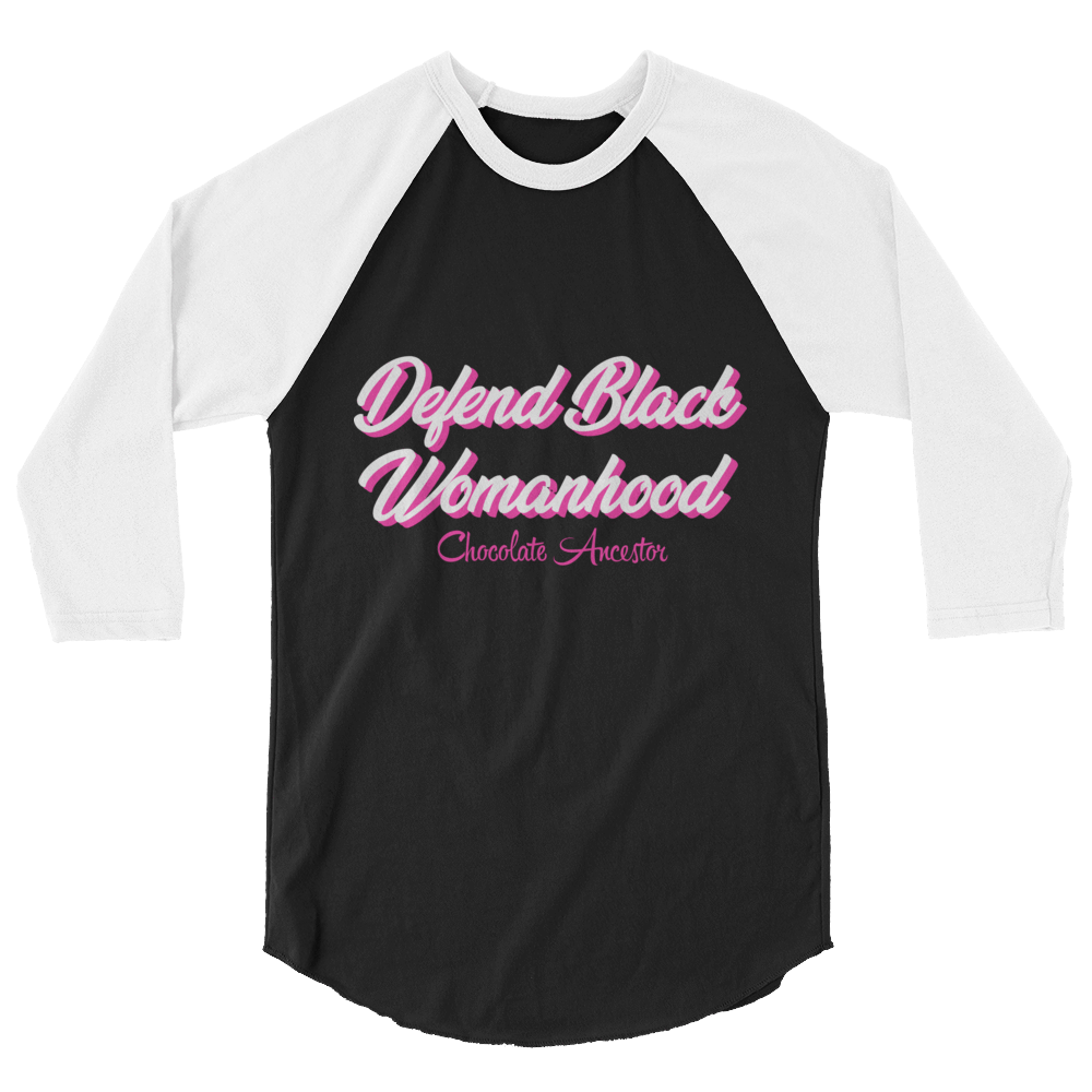 Defend Black Womanhood Unisex 3/4 sleeve raglan shirt - Chocolate Ancestor