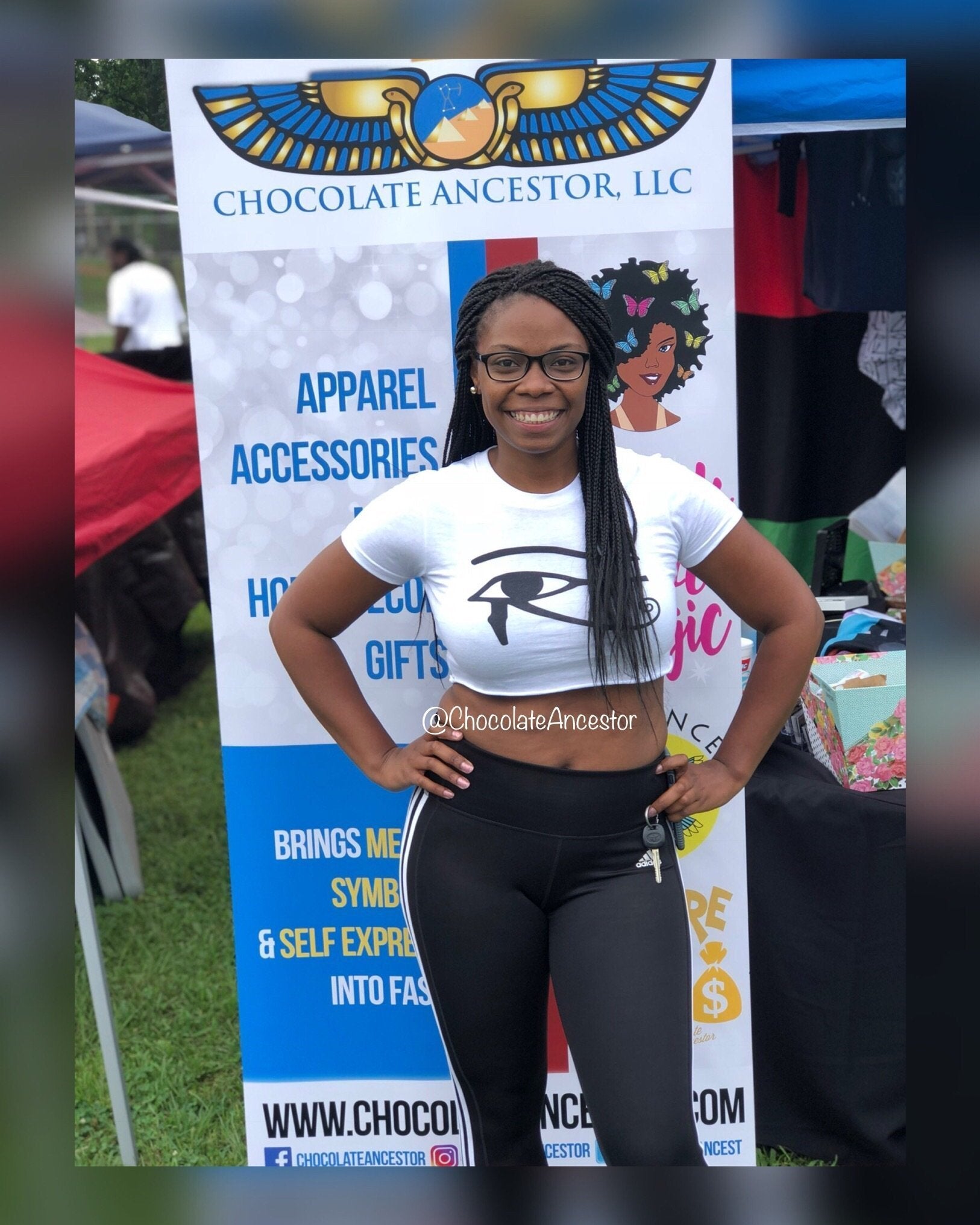 Eye of Horus Ladies Crop Top - Chocolate Ancestor