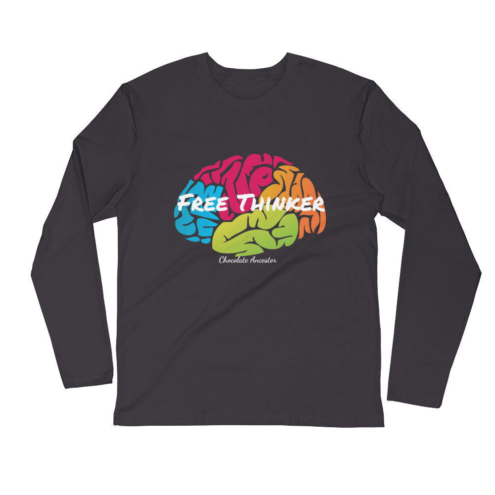 Free Thinker Unisex Long Sleeve Fitted Crew - Chocolate Ancestor