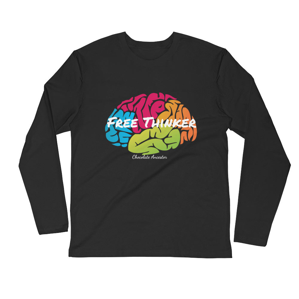 Free Thinker Unisex Long Sleeve Fitted Crew - Chocolate Ancestor