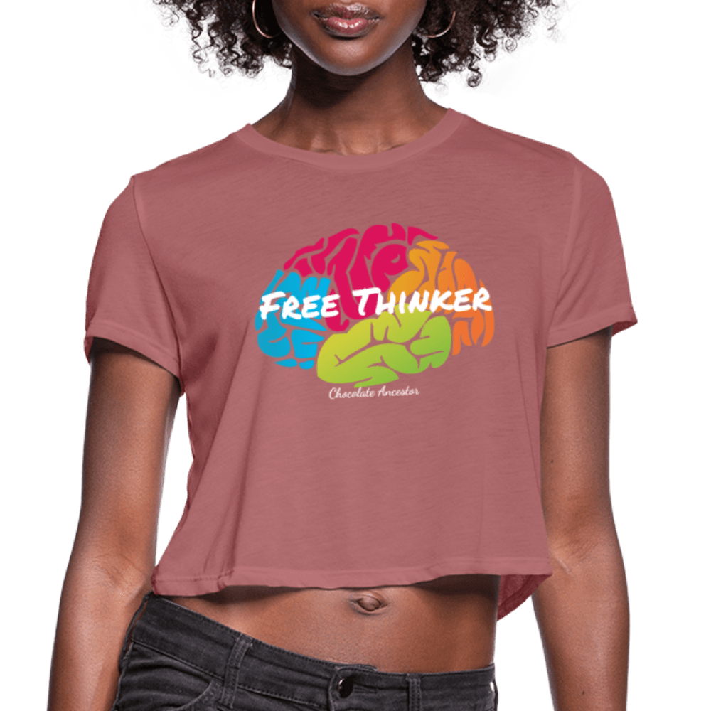 Free Thinker Women's Crop Top (Style 2) - Chocolate Ancestor