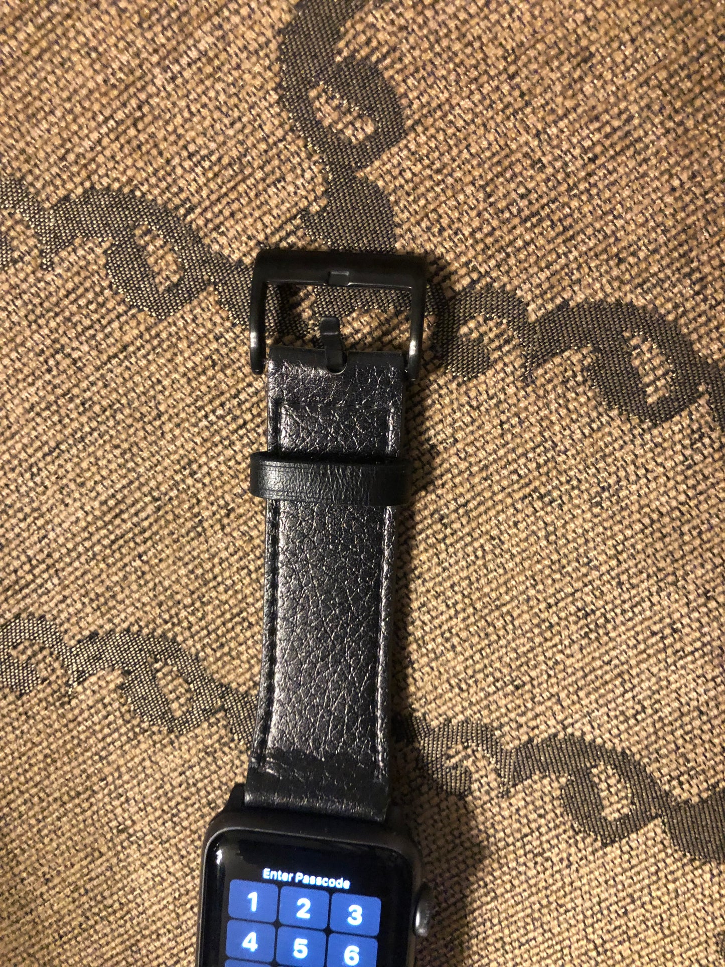 Carbon Black Mudcloth Boho Bespoke Vegan Leather Apple Watch Band
