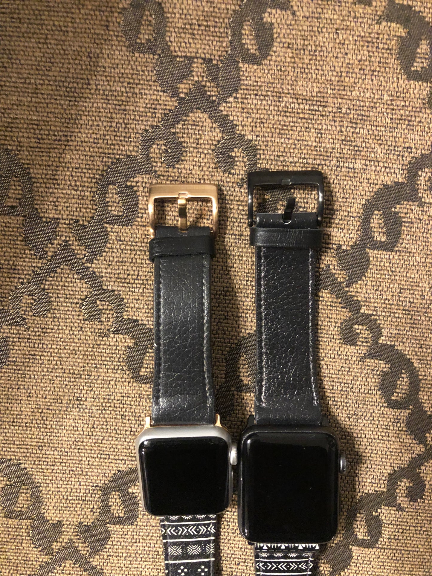 Carbon Black Mudcloth Boho Bespoke Vegan Leather Apple Watch Band