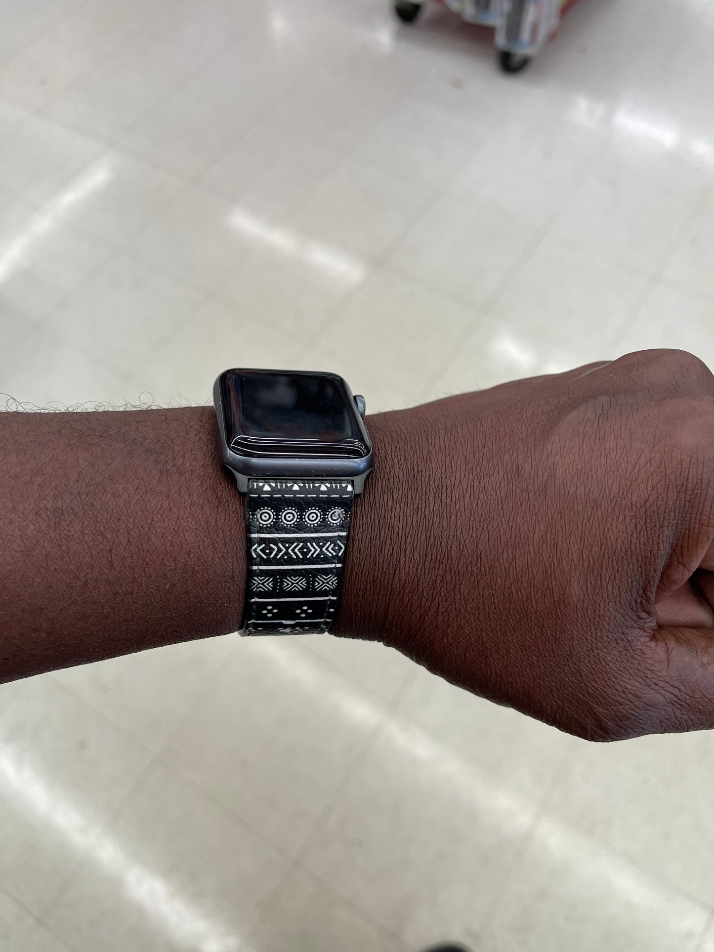 Carbon Black Mudcloth Boho Bespoke Vegan Leather Apple Watch Band