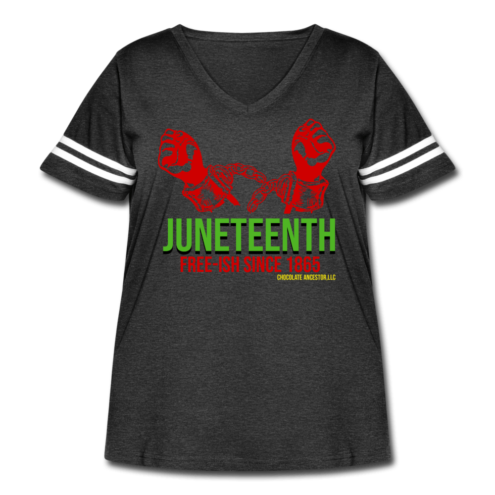 Juneteenth Free-ish Since 1865 Women's Curvy Vintage Sport T-Shirt - Chocolate Ancestor