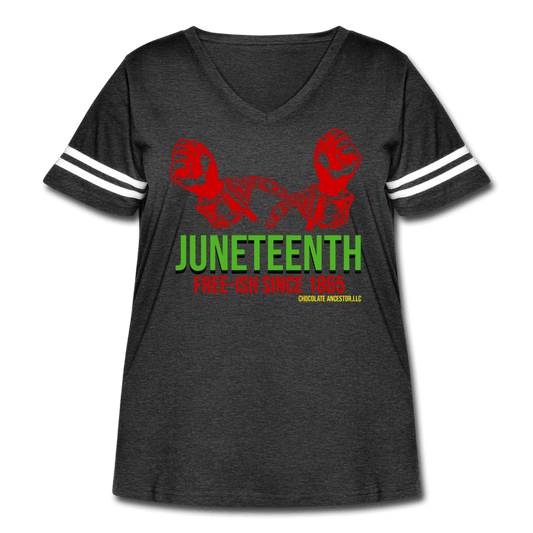 Juneteenth Free-ish Since 1865 Women's Curvy Vintage Sport T-Shirt - Chocolate Ancestor