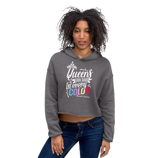 Queens Look Good in Every Color Crop Hoodie - Chocolate Ancestor