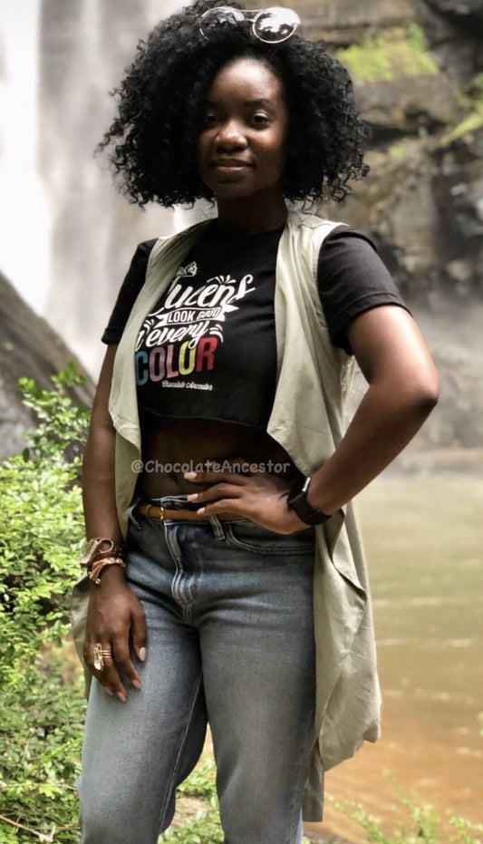 Queens Look Good in Every Color Women’s Crop Top - Chocolate Ancestor