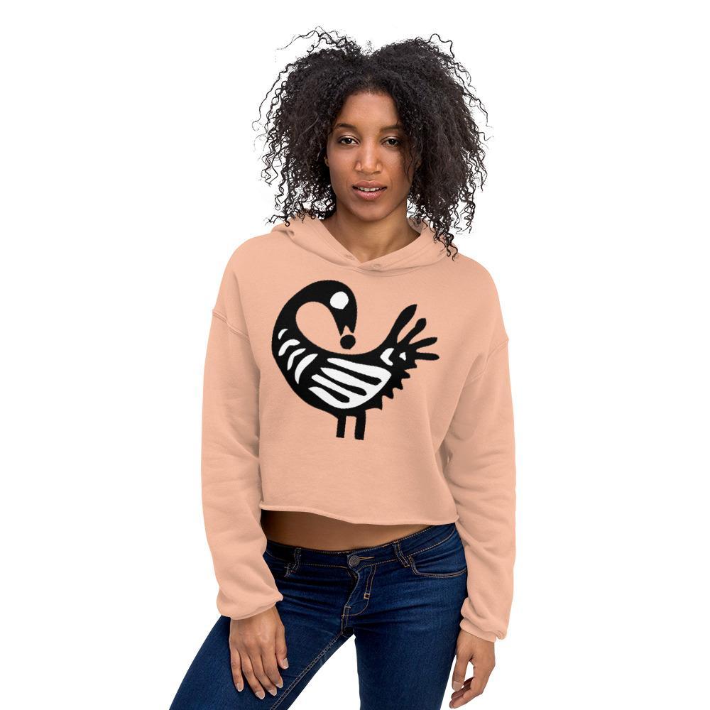 Sankofa Bird Ladies Crop Hoodie - Chocolate Ancestor