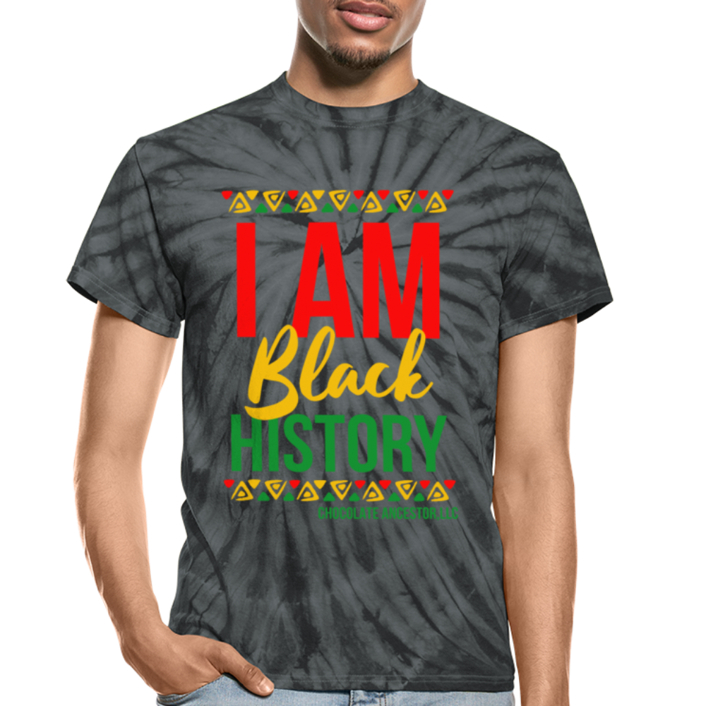 I Am Black History Unisex Tie Dye T-Shirt - spider black