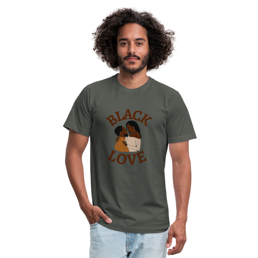 Black Love Unisex Jersey T-Shirt by Bella + Canvas - asphalt
